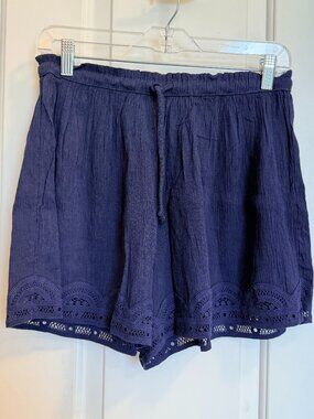 Aerie Navy Lace Hem Lounge Shorts Size Small NWT